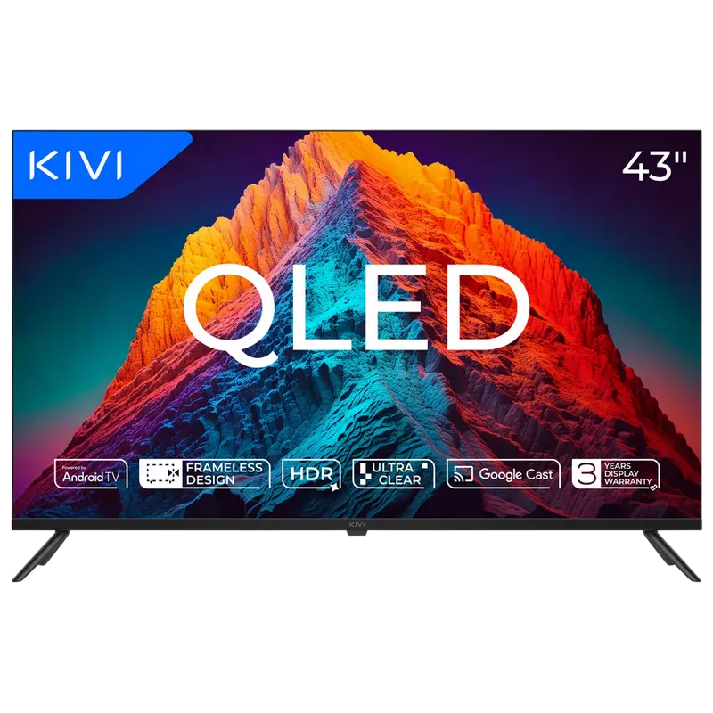 43" LED SMART TV KIVI 43U770QB, QLED, 3840x2160, Android TV, Black