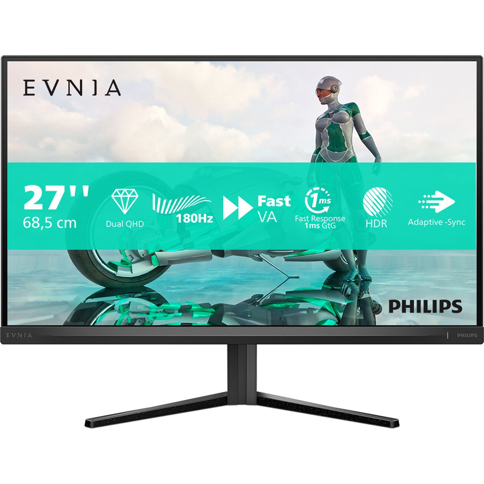 27" PHILIPS Evnia 27M2N3500NL,Black,VA,2560x1440,180Hz,AdaptiveSync,0.5msMPRT,300cd,HDR,HDMI+DP