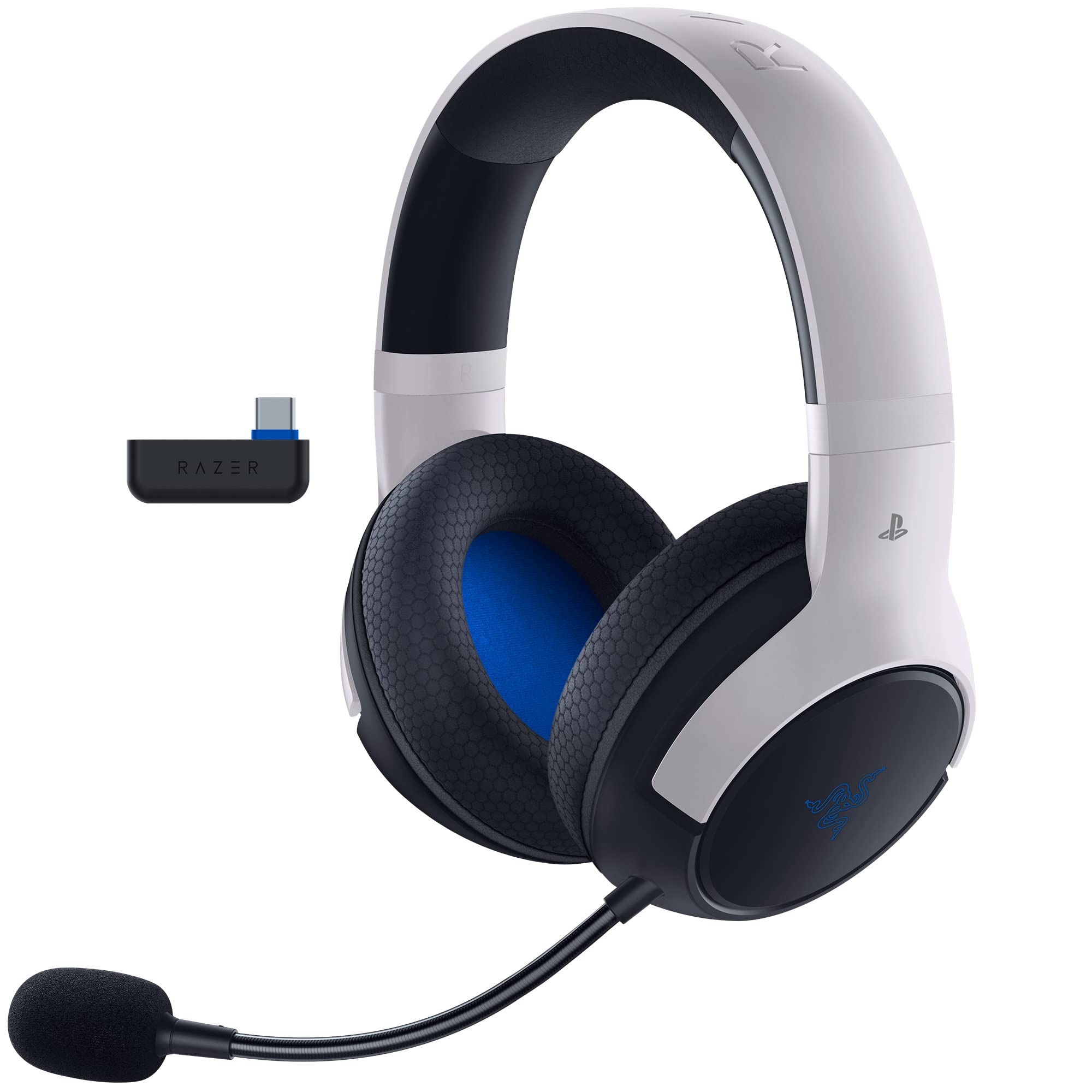 Gaming Wireless Headset Razer Kaira HyperSpeed for PS5, 50mm, 20-20kHz, 32 Ohm, 96db, 332g, 30h, On-earcup control, Cardioid mic, 2.4Ghz+BT, White