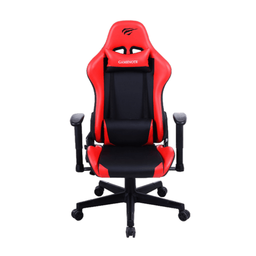 Gaming Chair Havit GC938, Headrest & Lumbar cushion, 2D Armrest, Half PU leather, Nylon feet,  Black/Red