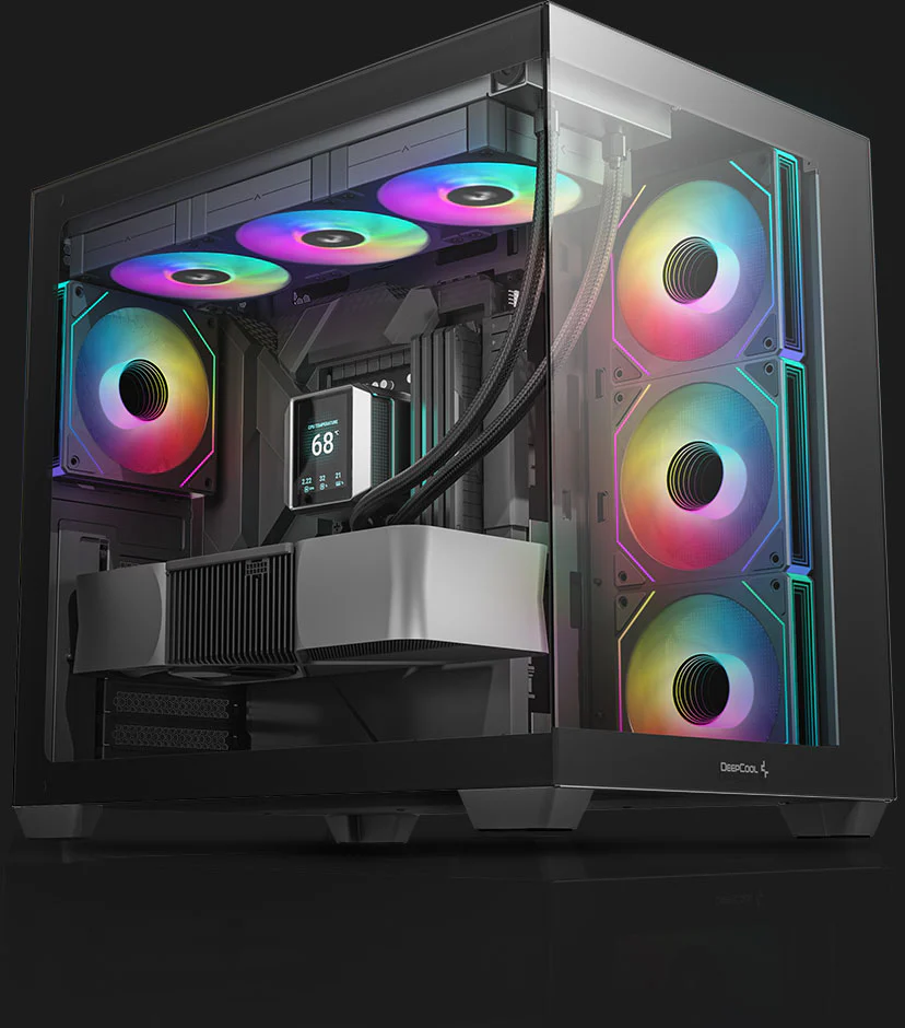 Case ATX Deepcool CG530 4F, w/o PSU, 4x120mm ARGB fans, 2xUSB3.0, USB-C, Front & Side Tempered Glass, Dual-Chamber design, DF, 2x2.5", 2x3.5", Black