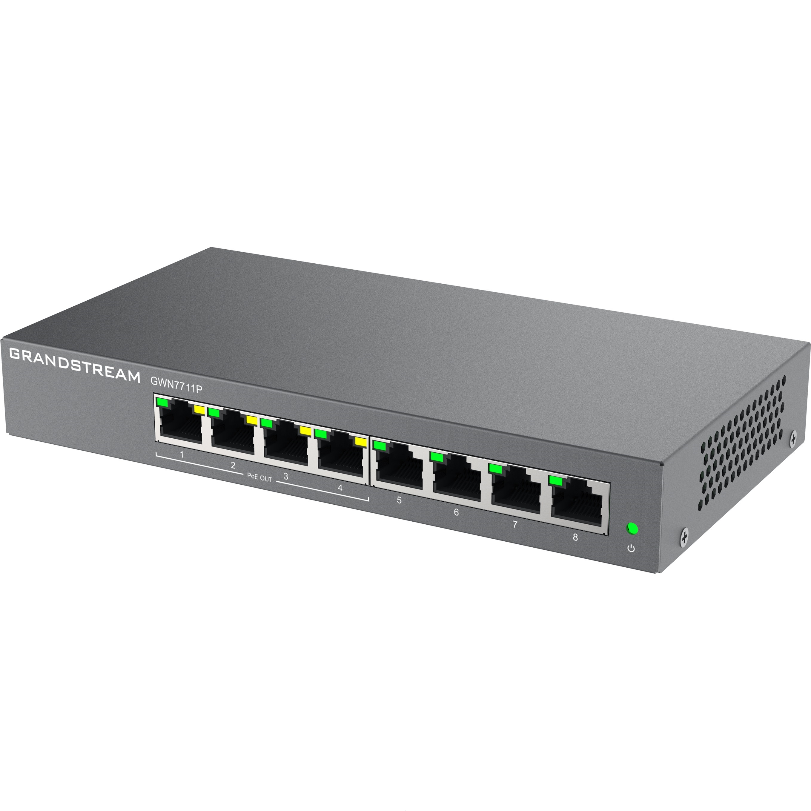 .8-port Gigabit Lite Managed PoE Switch, Grandstream "GWN7711P", 4xPoE Ports, steel case, 60W Budget