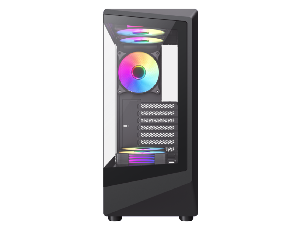 Case ATX GAMEMAX Vista COC AB, w/o PSU, 0.6mm, 5x120mm ARGB, ARGB Strip, Front&Side TGl, 1xUSB-C, 1xUSB-3.0, 1xUSB2.0, 1x3.5", 2x2.5", Black