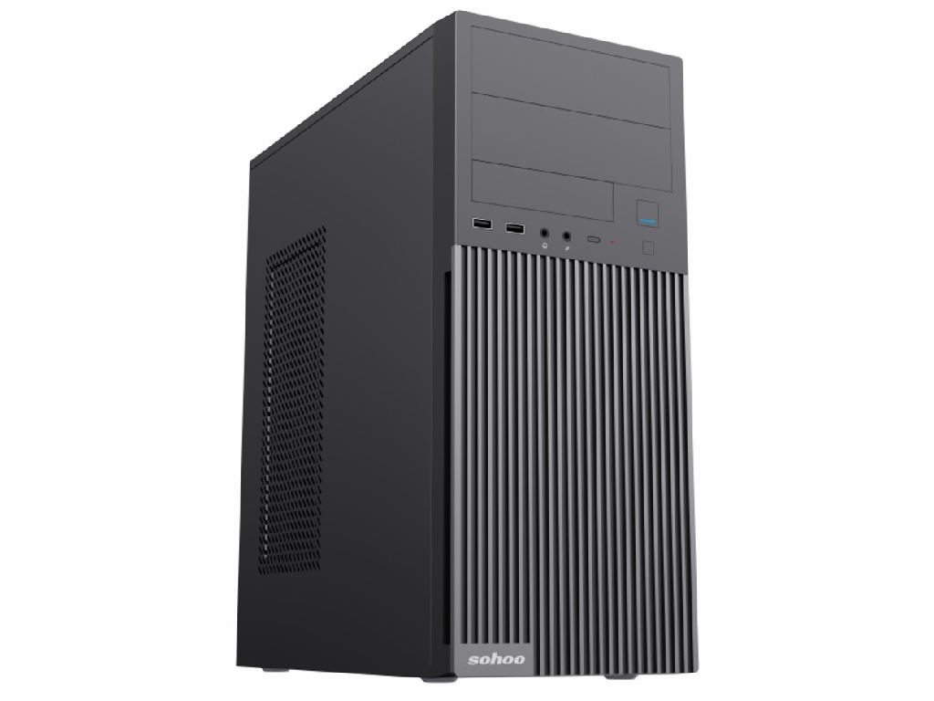 Case ATX 550W Sohoo 2815BK, 0.4mm, 1xUSB-C, 1xUSB3.0, 1xUSB2.0, 2x5.25", 1x3.5", 3x2.5", PSU: ATX-550W-12cm, Black