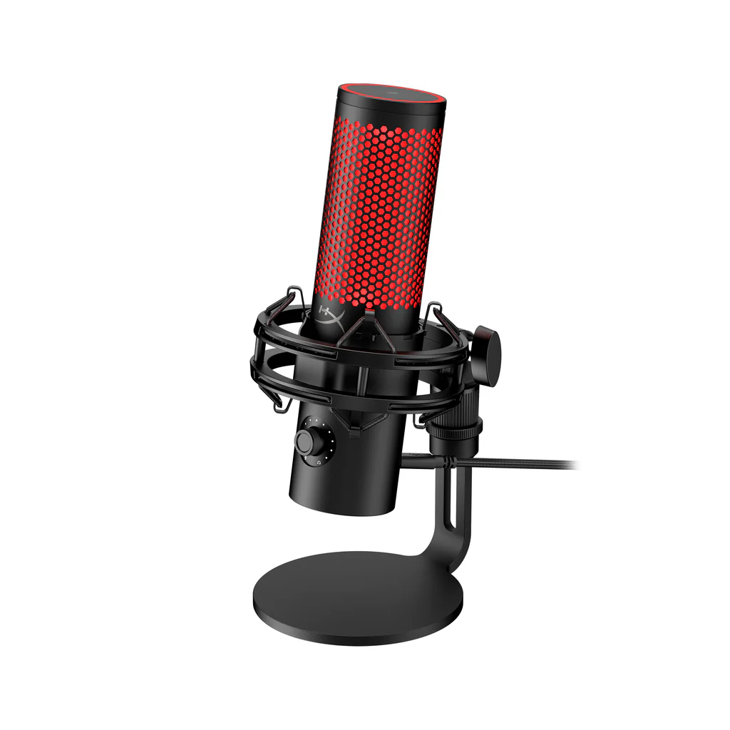 Microphones HyperX QuadCast 2, 3x14mm condenser capsules, 4x Polar Patterns, 110db, -7.5 db, 96 kHz, 24bit, Shock Mount, Led, USB-C/3.5mm, Black/Red
