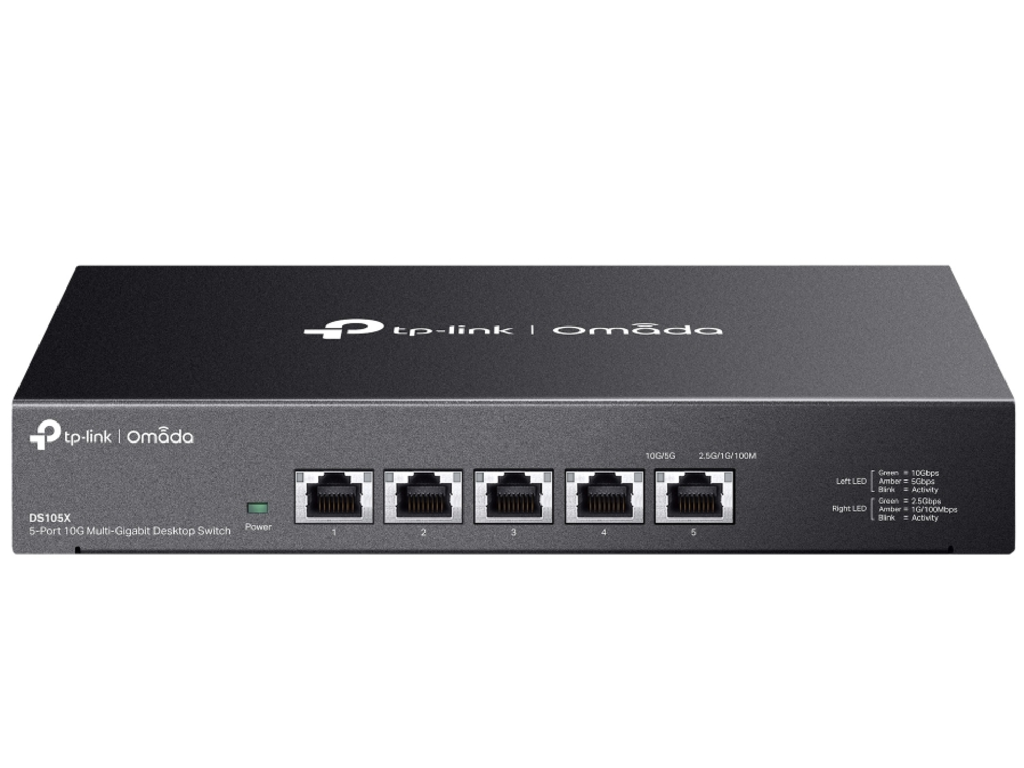 .5-port 10/100Mbps/1/2,5/10 Gbps Switch TP-LINK "DS105X", steel case