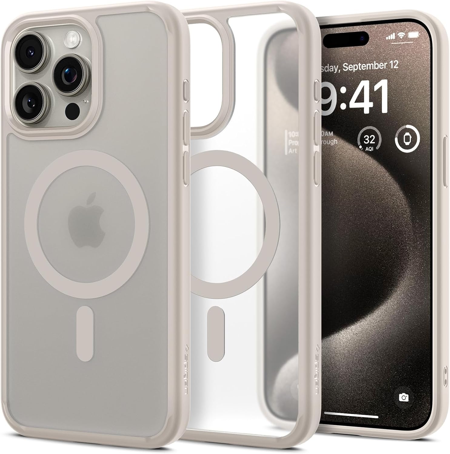 Spigen iPhone 15 Pro, Ultra Hybrid Mag Magsafe, Frost Natural Titanium