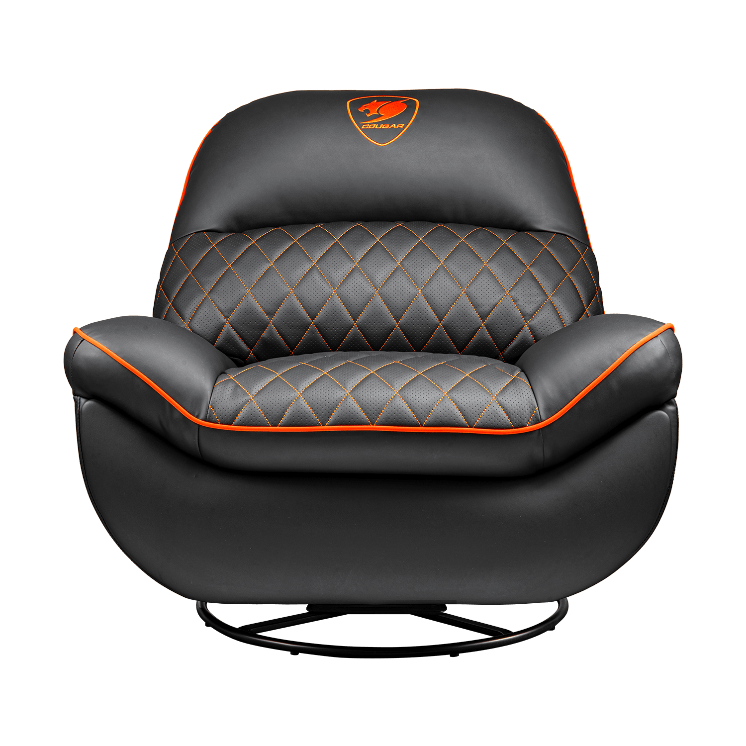 Gaming Sofa Cougar Overlord Black/Orange, User max load up to 150kg/height 160-195cm, Rock, Recline and Swivel, Footres