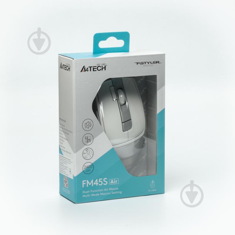 Mouse A4Tech FM45S Air, 1000-2400 dpi, 7 buttons, 108g, Ergonomic, Silent, Programmable, 256k Memory, 1.5m, USB, Stone Grey