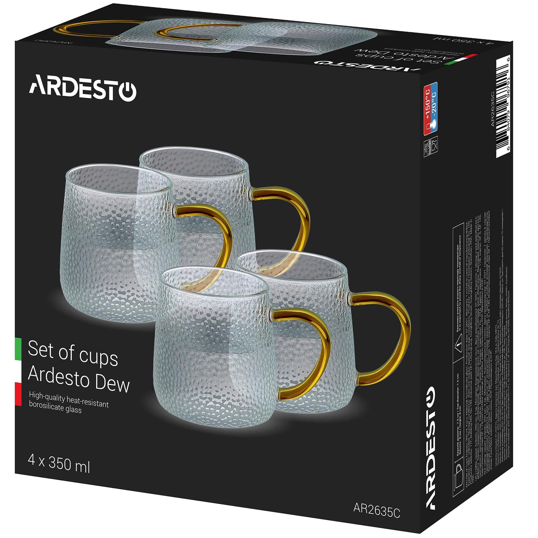 Glass cups Ardesto Dew Set 350 ml 4 pcs, AR2635C