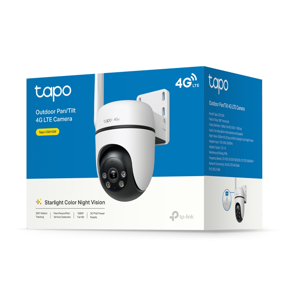 TP-Link Outdoor TAPO C501GW, 2Mp, IP66, Pan/Tilt Security 4G/LTE Camera, PoE/DC