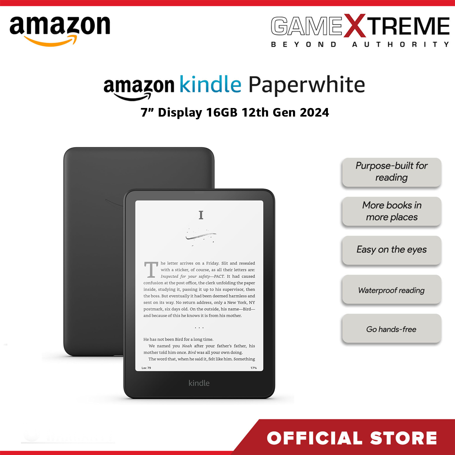 Amazon Kindle Paperwhite 7" (12th Gen) (2024),16GB Black