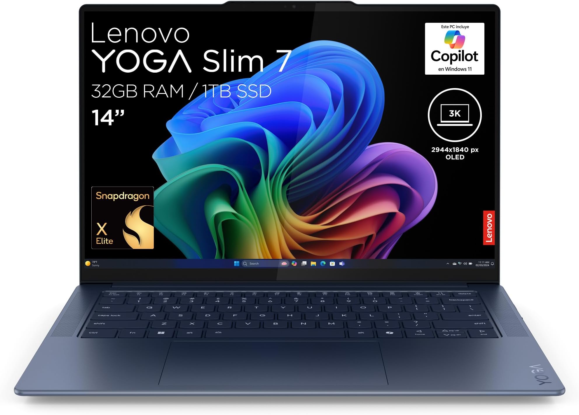 NB Lenovo 14.5" Yoga Slim 7 14Q8X9 (Snapdragon X Elite X1E-78-100 32Gb 1Tb Win 11)