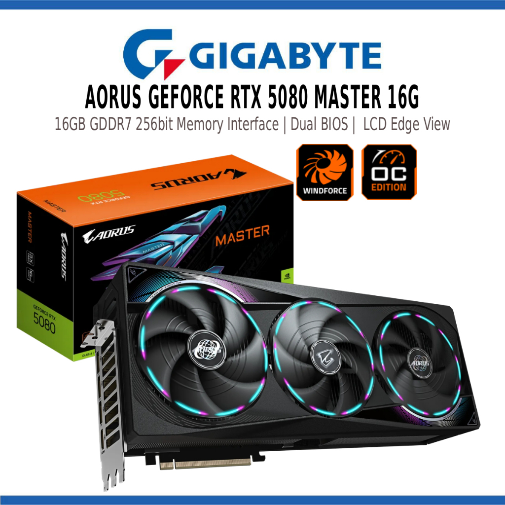VGA Gigabyte RTX5080 16GB GDDR7 Aorus Master (GV-N5080AORUS M-16GD)