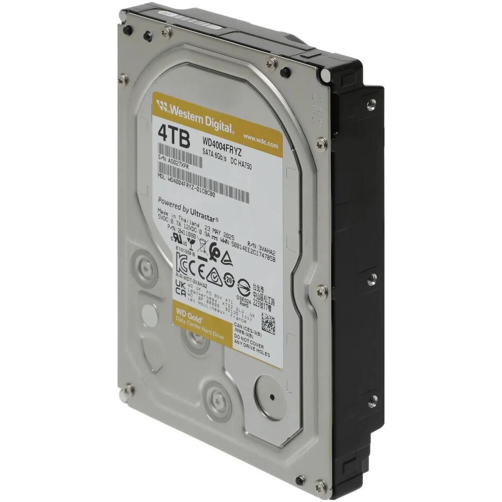 3.5" HDD  4.0TB-SATA-256MB Western Digital  "Gold (WD4004FRYZ)", Enterprise, 24/7, CMR, 7200rpm, 2.0M (MTBF)