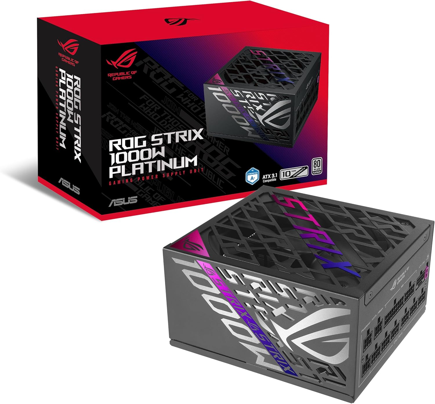 Power Supply ATX 1000W ASUS ROG Strix Gaming, 80+ Platinum, 150mm, Active PFC, OPP/OVP/UVP/SCP/OCP/OTP, Fully Modular, White
