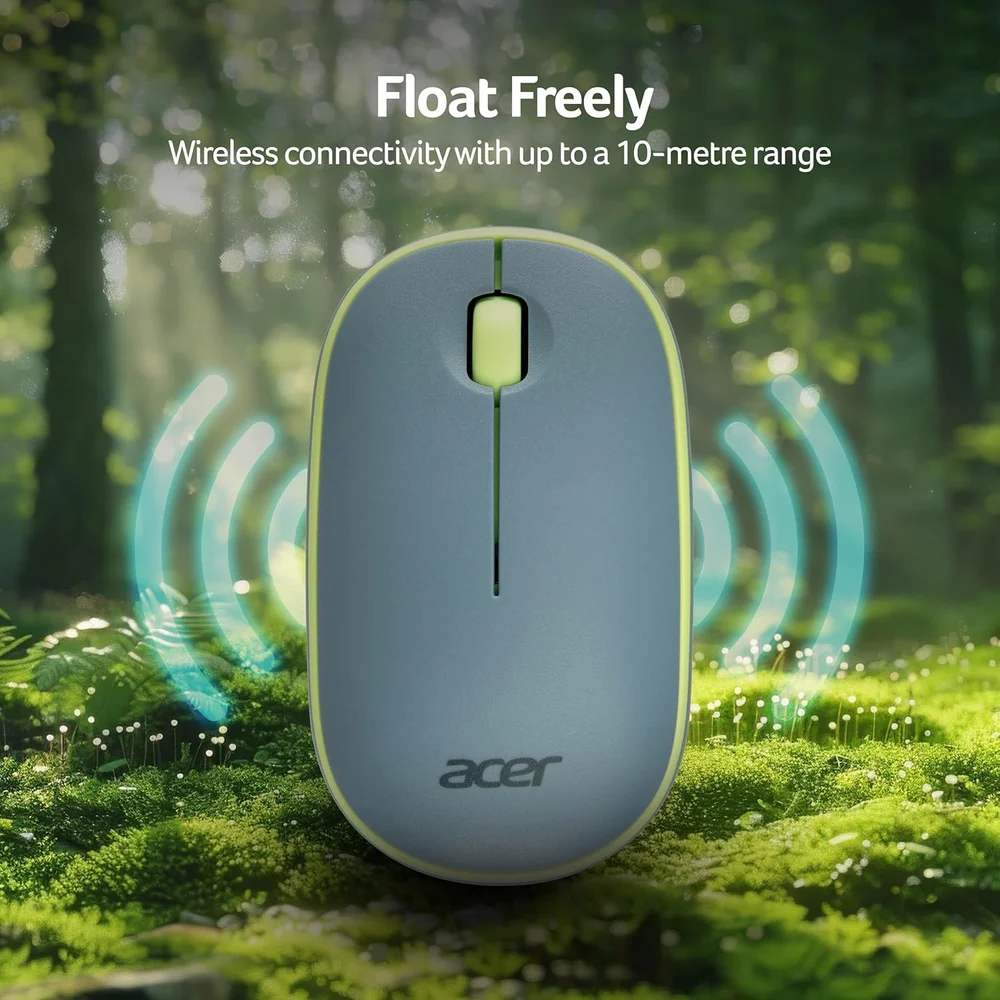 Wireless Mouse Acer AMR100, 1600 dpi, 3 buttons, 60g, Silent, 1xAAA, 2.4Ghz, Blue
