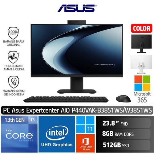 Asus AiO P440VAK Black (23,8" FHD Intel Core  i3-1315U 1,2-4.5GHz, 8GB, 512GB SSD, wired KB&MS, No OS)