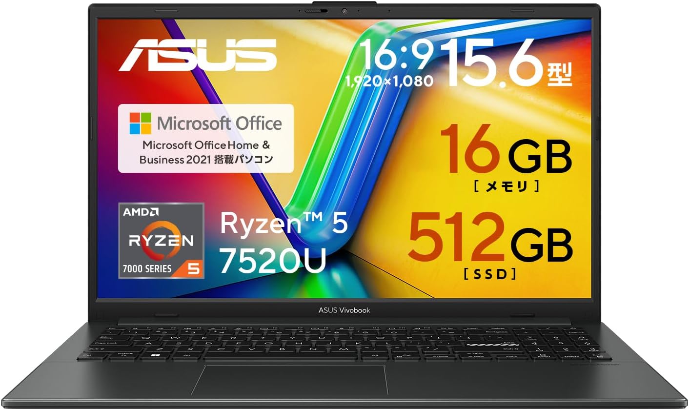 NB ASUS 15.6" Vivobook Go 15 E1504FA Black (Ryzen 5 7520U 16Gb 512Gb)