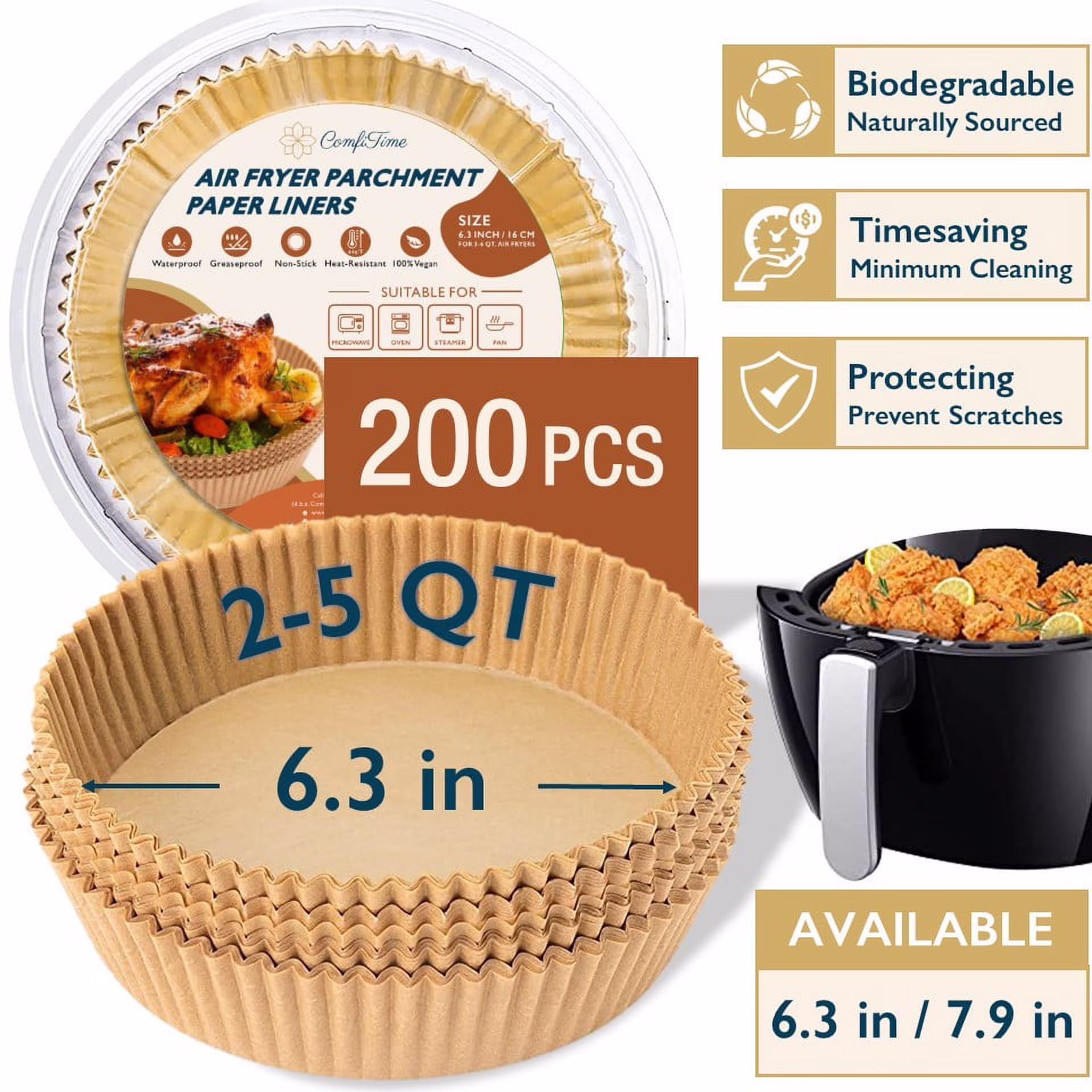 Round Air Fryer Paper 20x20, 200 pcs