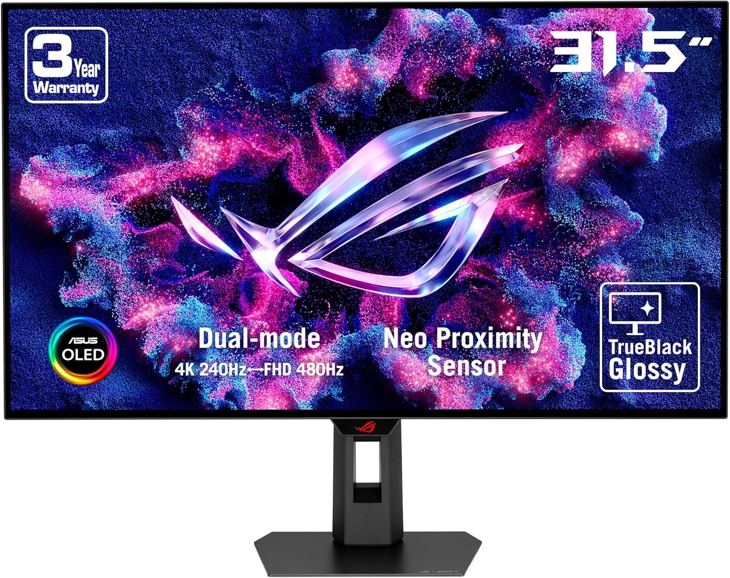 31.5" ASUS ROG Strix XG32UCWMG,Black,WOLED,3840x2160,4K240Hz/FHD480Hz,G-Sync+FreeSync,0.03msGTG,1300cd,HDR10,HDMI+DP+USB+TypeC