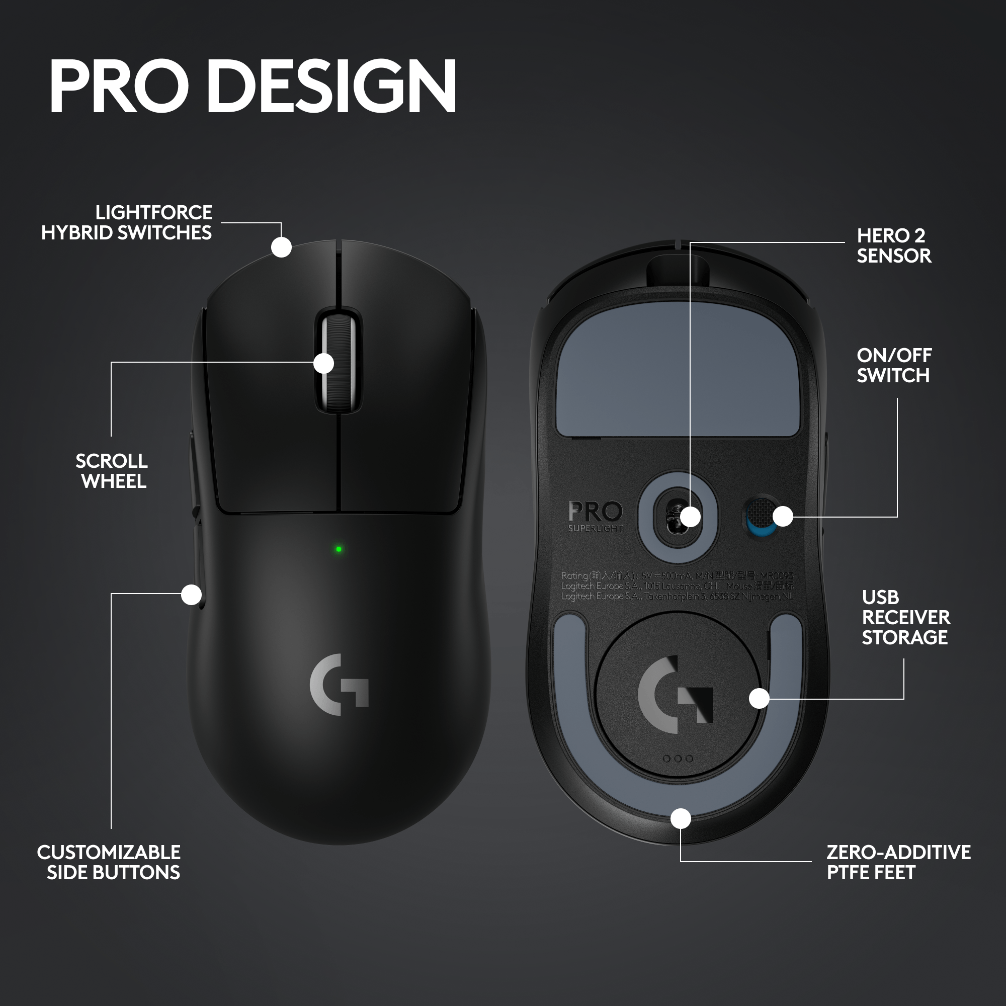 Gaming Wireless Mouse Logitech PRO X Superlight 2 SE Lightspeed, 44k dpi, 5 buttons, 88G, 888IPS, 60g, 1000Hz, 88h, Onboard memory, 2.4Ghz, Red