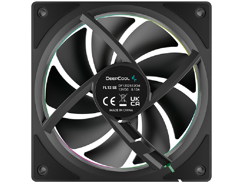 PC Case Fan Deepcool FL12 SE, 120x20x25mm, ≤28.67 dB, 50.74CFM, 400-1900RPM, PWM, ARGB, 4-Pin Fan & 3-pin ARGB 5V, Hydro Bearing, Black