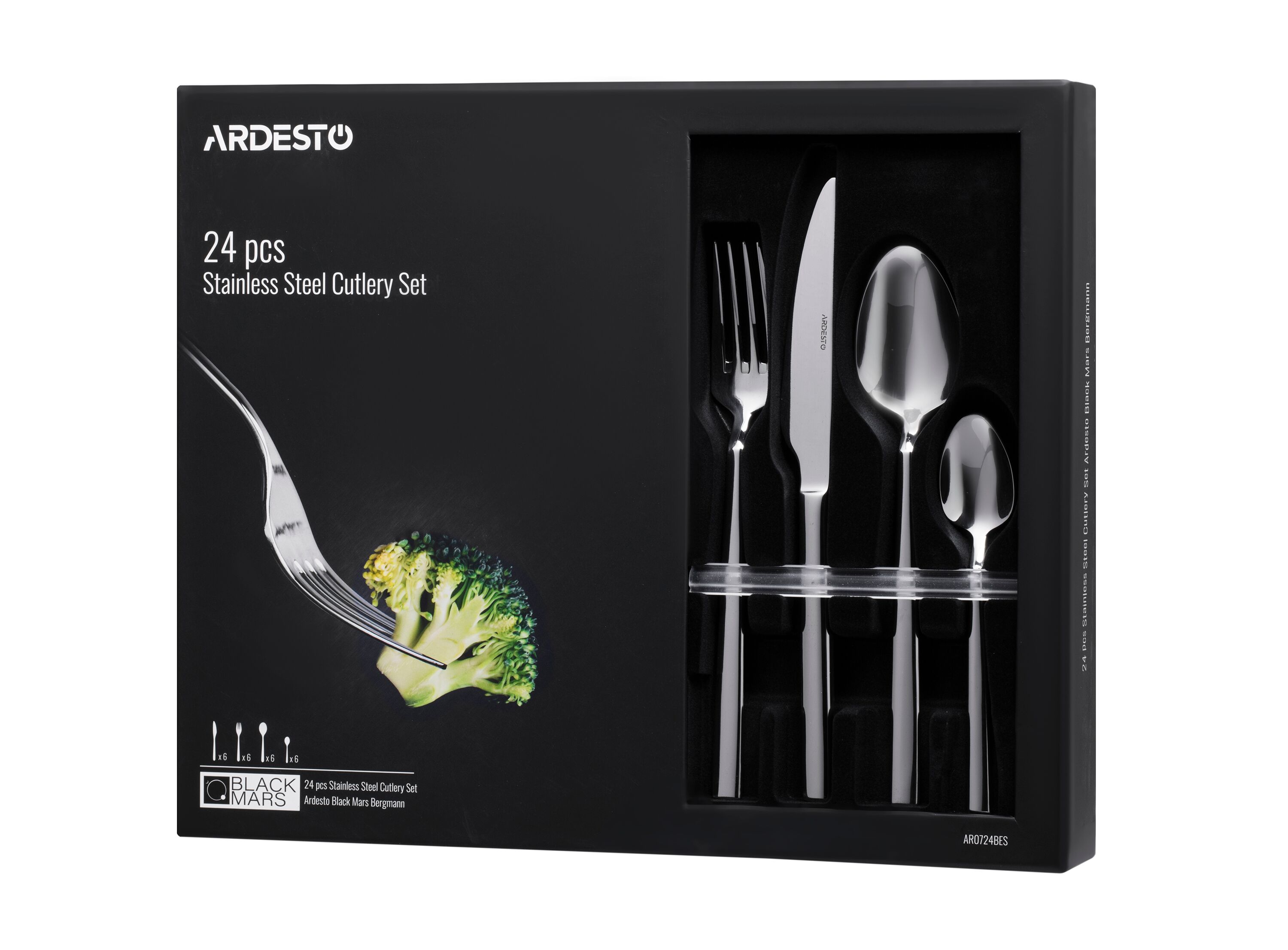 Cutlery set Ardesto,Black Mars Bordeaux 24 pcs, AR0724BS