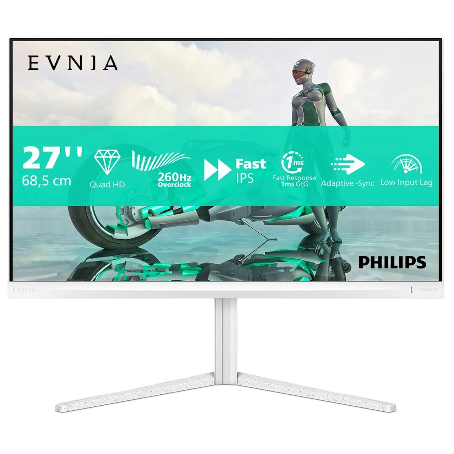 27" PHILIPS Evnia 27M2N3501PA,White,IPS,2560x1440,260Hz,0.3msMBR,300cd,HDR10,HDMI+DP,Spkrs,Pivot