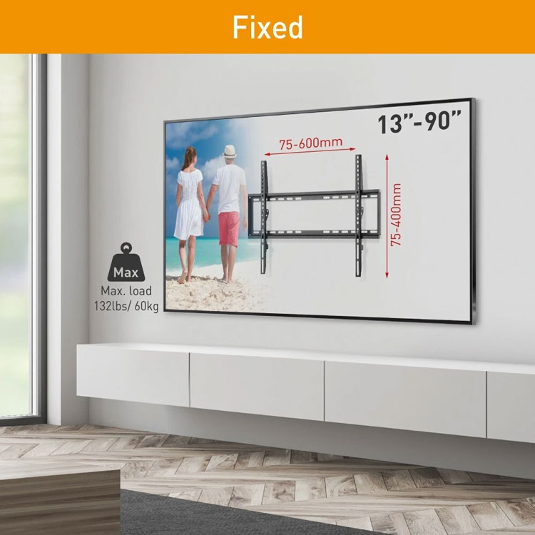 Wall Mount Barkan ''E407'' Black 13" - 90" Fixed, max.60kg, VESA mm: up to 600x400mm