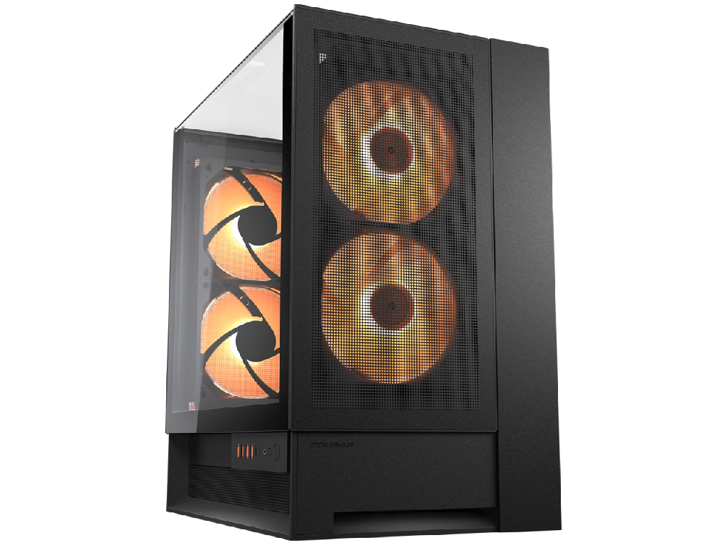 Case ATX Cougar OmnyX w/o PSU 2x160front 2x160rear PWM ARGB fans Glass: Top & Side, RGB Hub 4xUSB3.0 2xUSB-C21x2.5" 2x3.5" RGB Button, Black