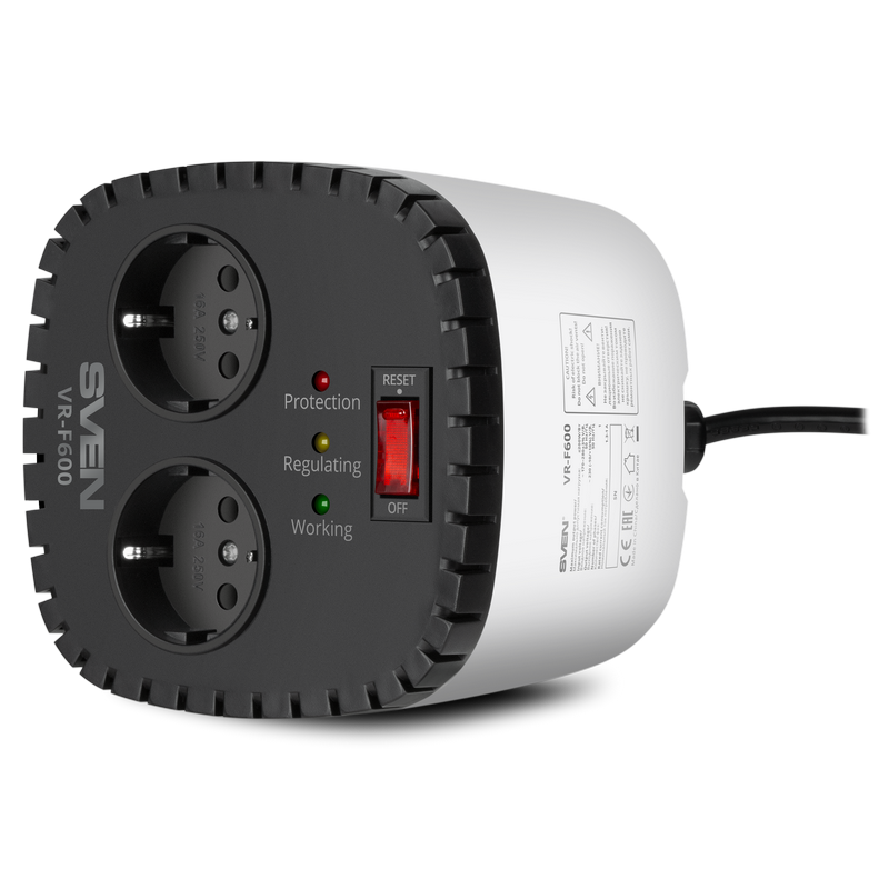Stabilizer Voltage SVEN   VR-F600  max.200W, Output sockets: 2 × CEE 7/4