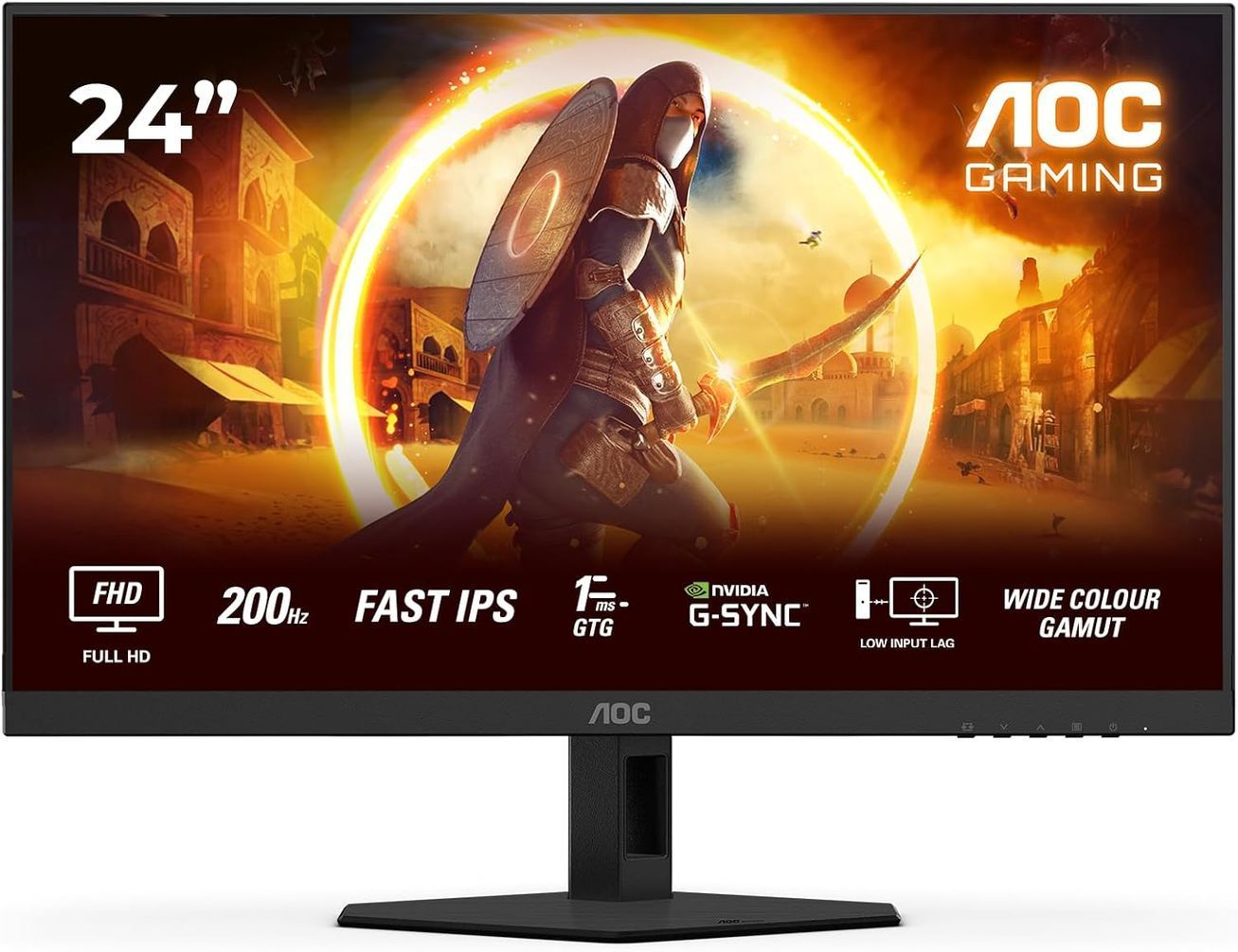 23.8" AOC 24G4HRE, Black, IPS, 1920x1080, 200Hz, AdaptiveSync+G-Sync, 0.5msMPRT, 300cd, HDR10, HDMI+DP, Spkrs