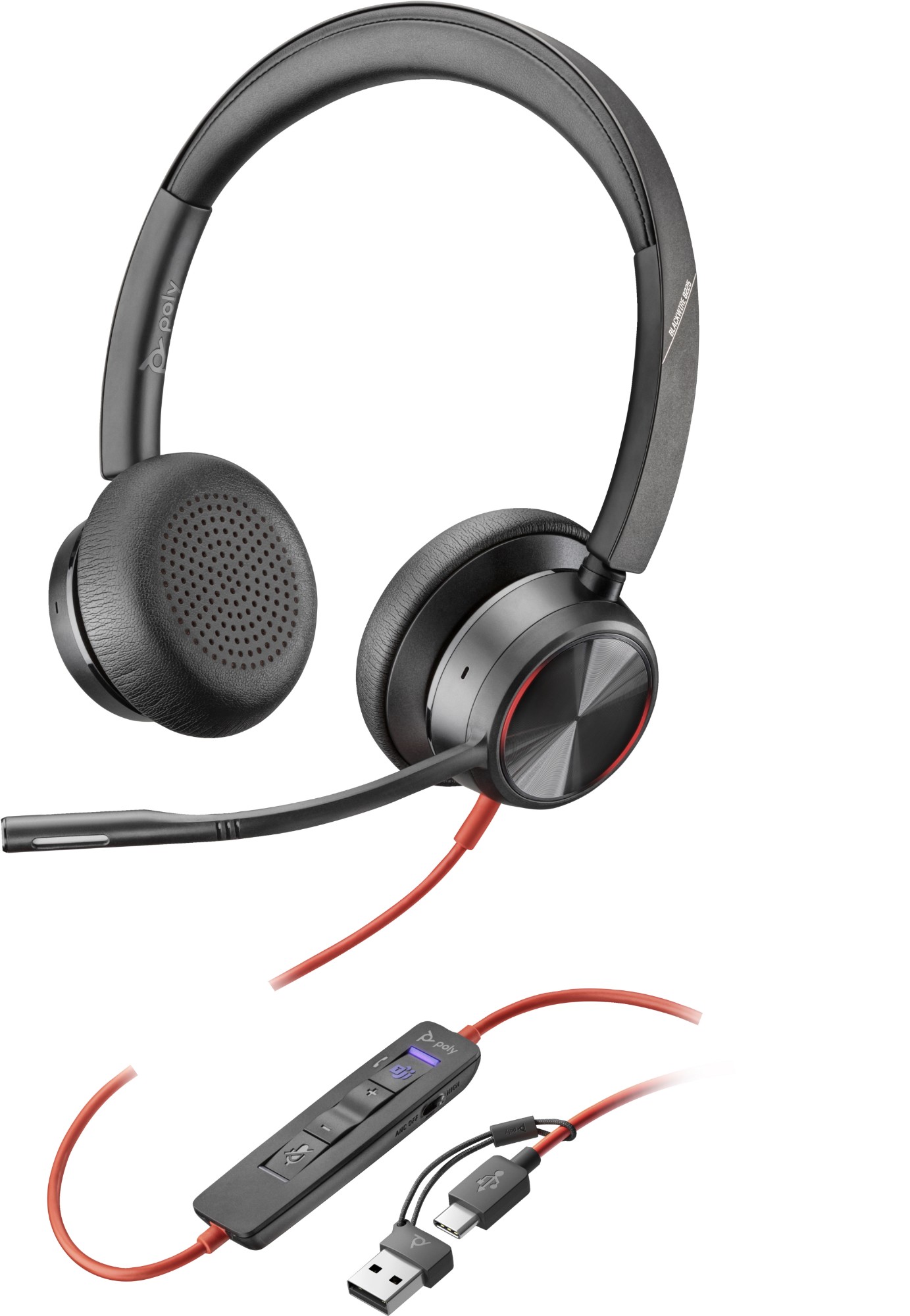 Headset Poly Blackwire 8225 Stereo USB-C HS +USB-C/A