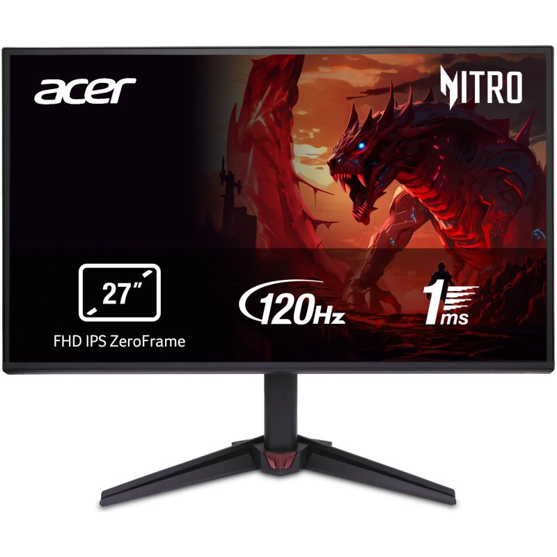27" ACER Nitro VG270Gbmipx Black, IPS, 1920x1080, 120Hz, AdaptiveSync, 1msVRB, 250cd, CR100mil:1, HDMI+DP, Spkrs