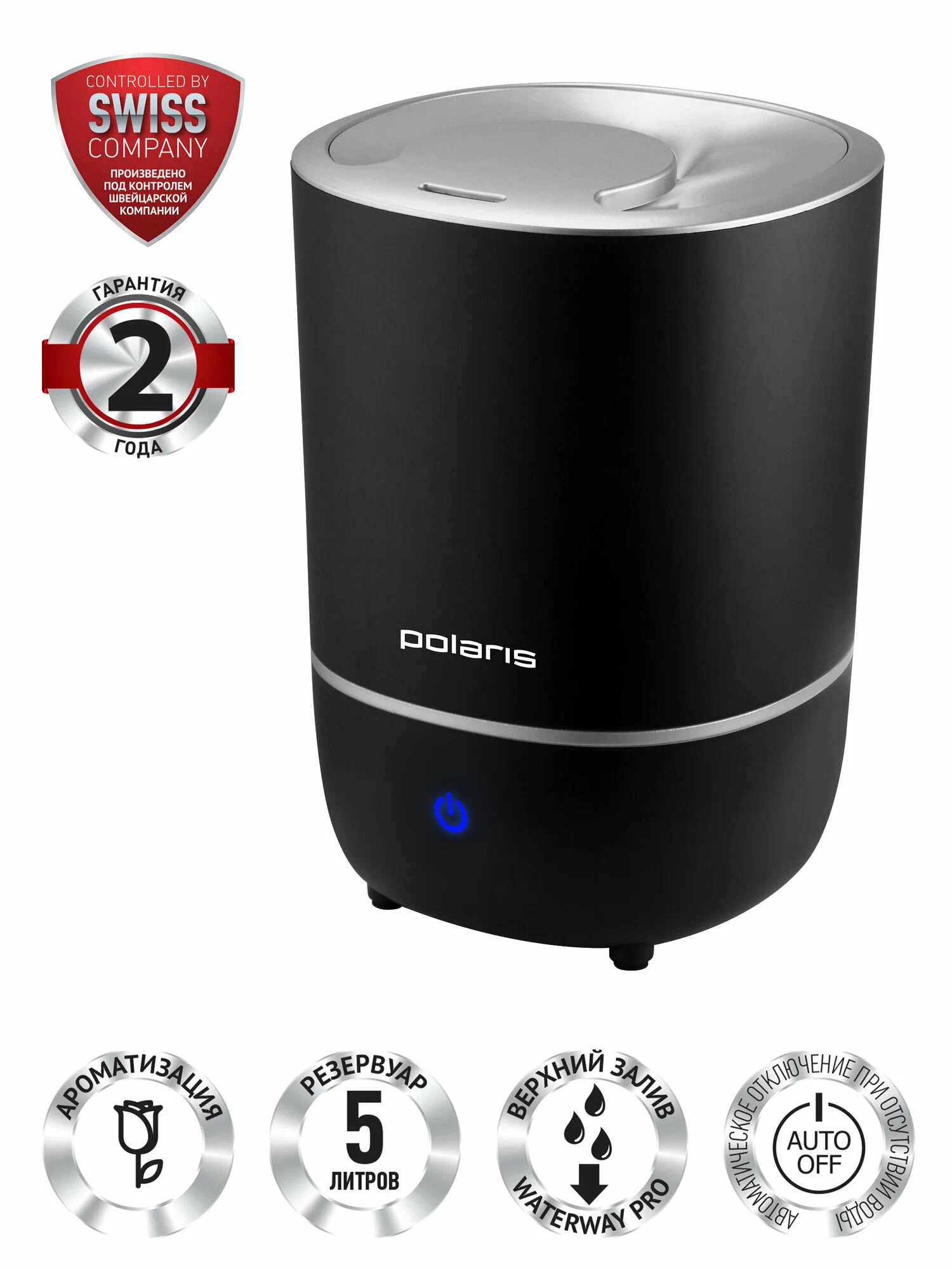 Air Humidifier Polaris PUH 8105 TF, Black/Silver