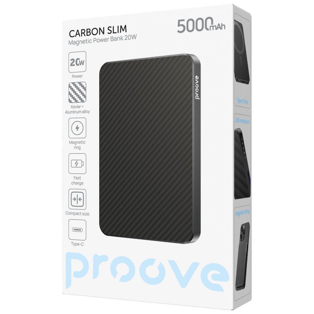 Power Bank 5000mAh Proove Carbon Slim 20W,Black