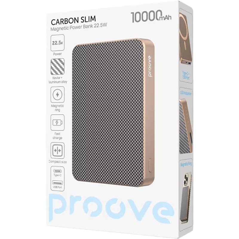 Power Bank 10000mAh Proove Carbon Slim 22.5W,Sunflare