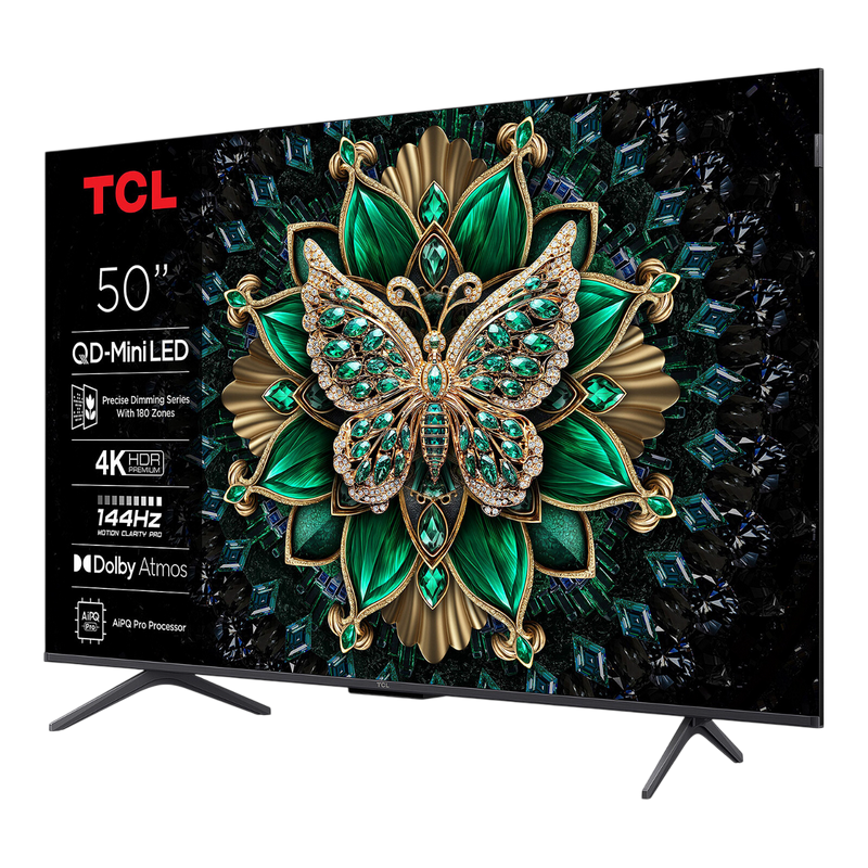 50" LED SMART TV TCL 50C61K, Quantum Dot MiniLED, 4K UHD, Google TV, Black