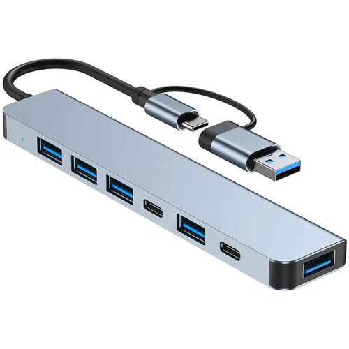Docking Station Gembird A-CF-COMBO15-01, 3xUSB3.0, 2xUSB-C, 2xUSB2.0, 2xHDMI, DP, 3.5mm, LAN, SD, MicroSD, PD 100W, Metal housing, Grey