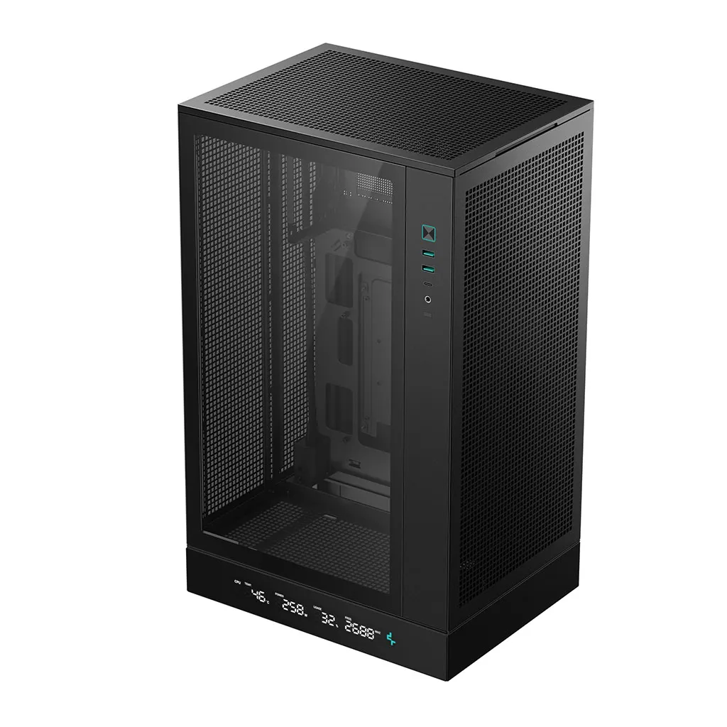 Case mATX Deepcool CH270 Digital, w/o PSU, No fans, TG, 2xUSB3.0, 1xUSB-C, 1x2.5", 1x3.5", Black