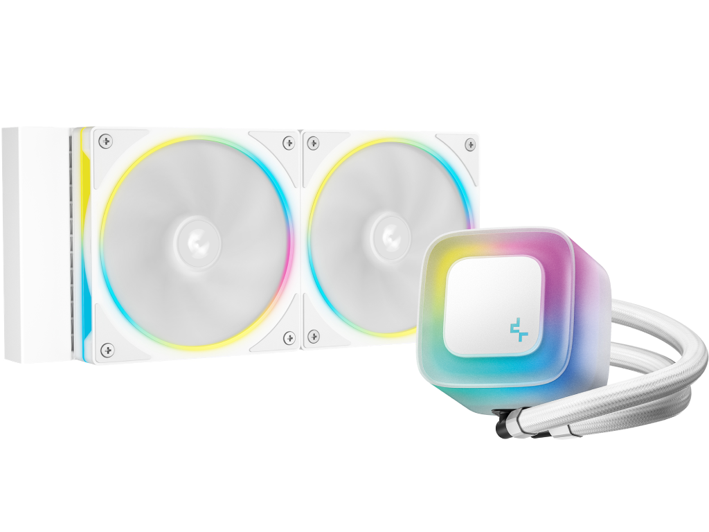 AIO Liquid Cooling Deepcool "LE240 PRO WH" (<36.07dBA, 400-2400RPM, 66.23CFM, 2x120mm, 2500-3400 RPM, ARGB, 1347g.) White