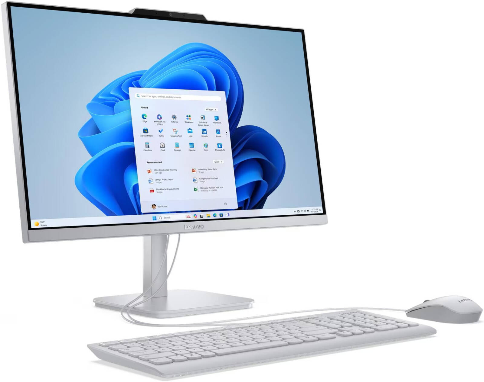 Lenovo AIO A100 Cloud Grey (23,8" FHD IPS Intel N100 0.7-3.4GHz, 8GB, 256GB, wireless KB&MS, No OS)