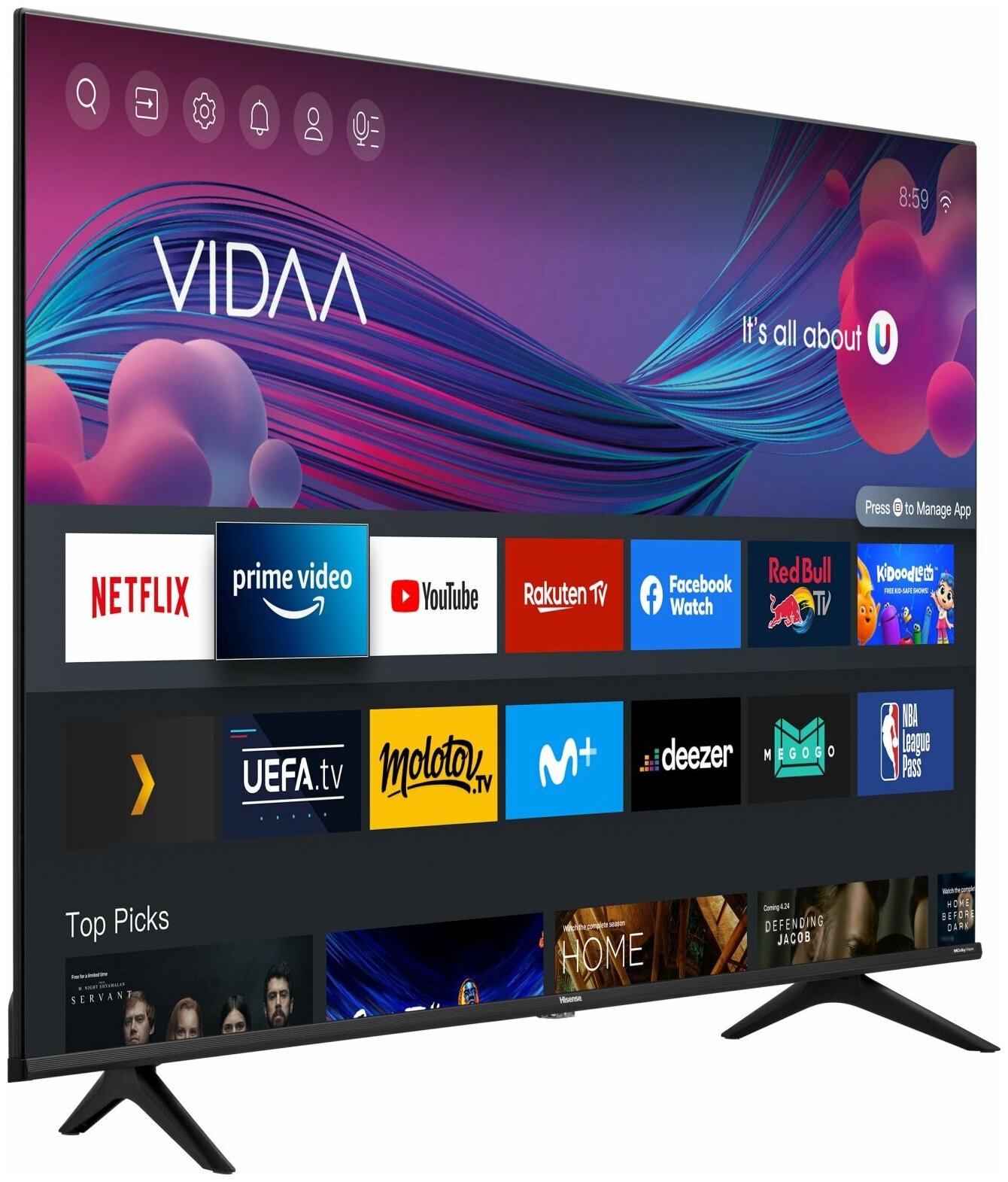 58" LED SMART TV Hisense 58A6Q, Real 4K UHD, VIDAA OS, Black