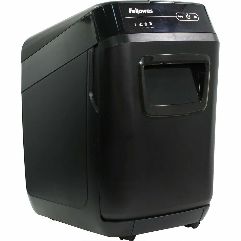 Fellowes  AutoMax™200M, DIN Level P-5, Cross 4х38mm, Paper feeder: 200sheets, Vol.32 lit. Paper Clips, Credit Cards