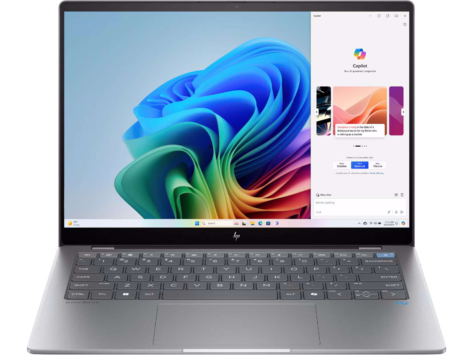 NB HP 14.0" OmniBook X Flip 14-fk0000ci Silver (Ryzen AI 7 350 32Gb 1Tb Win 11)