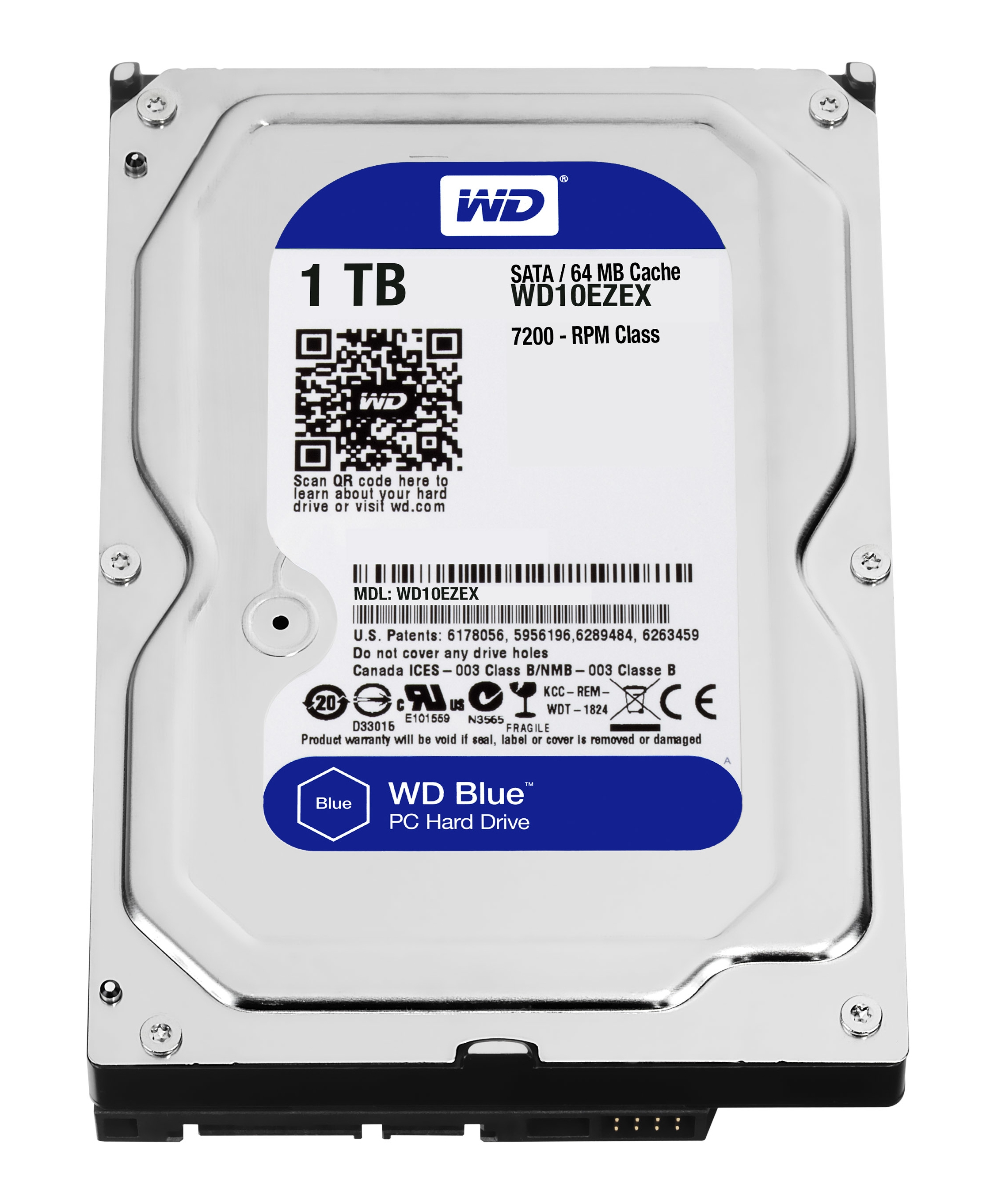 3.5" HDD  1.0TB-SATA- 64MB   Western Digital "Blue (WD10EZEX)"