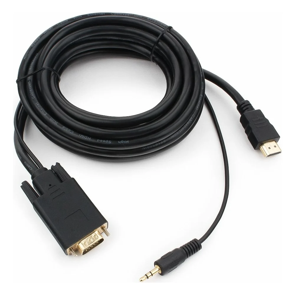 Cable HDMI to  VGA+3.5mm jack  3.0m  Cablexpert  male-male, V1.4, Black, A-HDMI-VGA-03-10