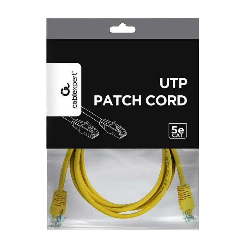 1.5m, Patch Cord  Yellow, PP12-1.5M/Y, Cat.5E, Cablexpert, molded strain relief 50u" plugs