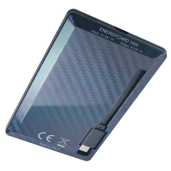 Power Bank  1400 mAh, Tuncmatik Energycard  1400 - Micro USB Black, Apple ‐certified (MFi)